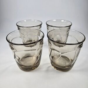 4 Vintage Noritake Sweet Swirl Double Old Fashioned DOF Brown Smoke Glasses EUC